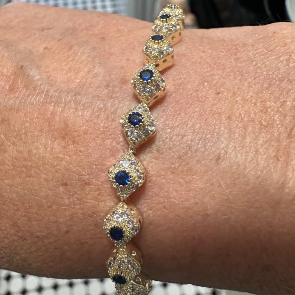 Neiman Marcus 18K Gold Plated Evil Eye Eternity Tennis Bracelet